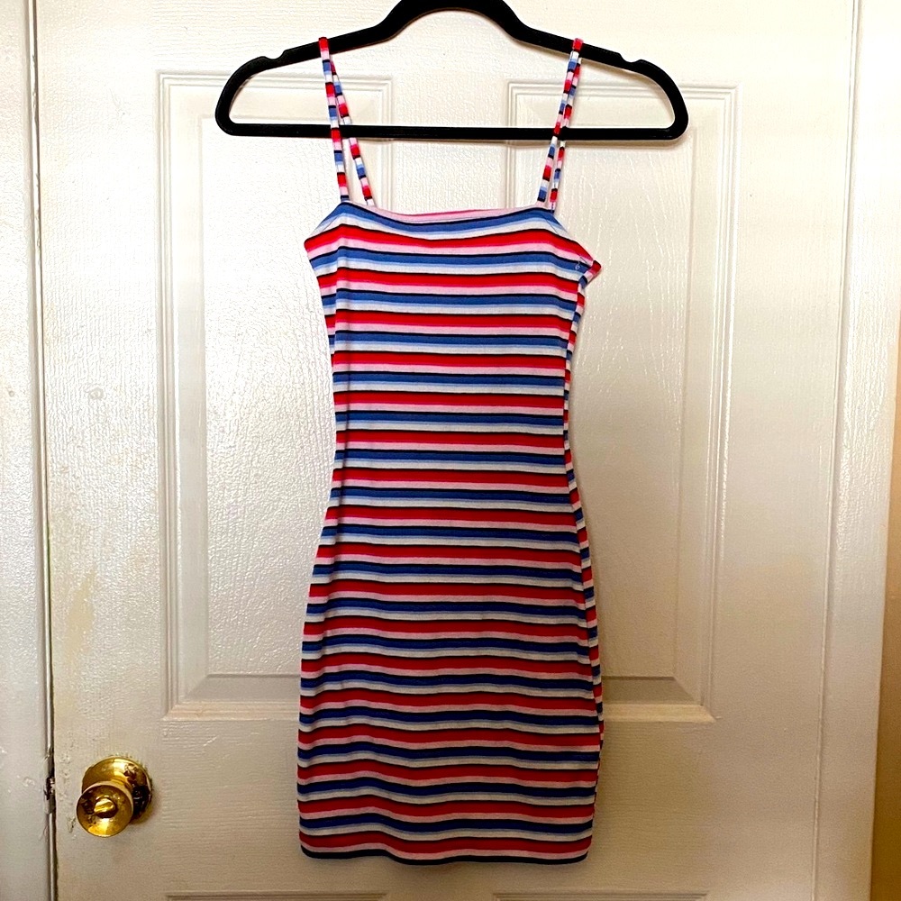 H&M Multicolor Striped Dress with Spaghetti Straps